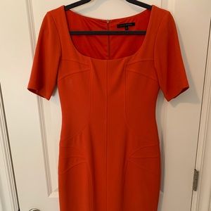David Meister orange career dress